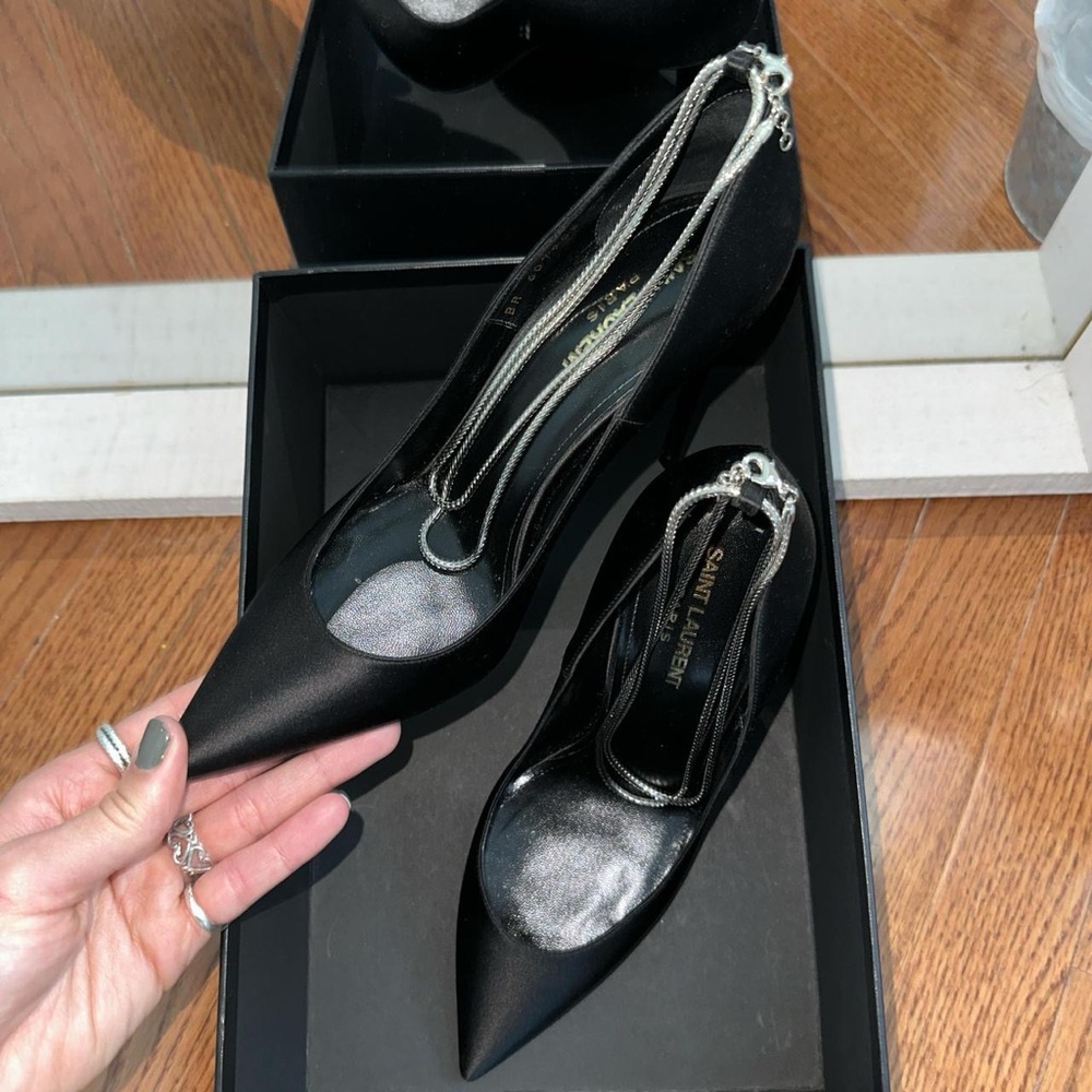 Black Saint Laurent Zoe 105 Ank Chaine stiletto